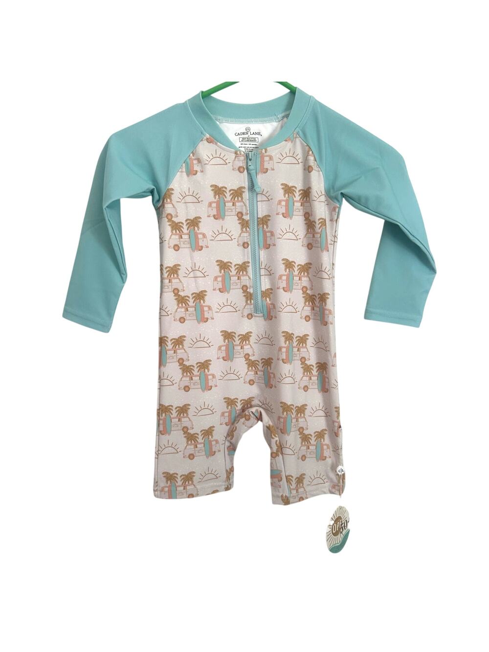 Caden Lane Surfboard Van Print Long Sleeve Swimsuit 4T NWT